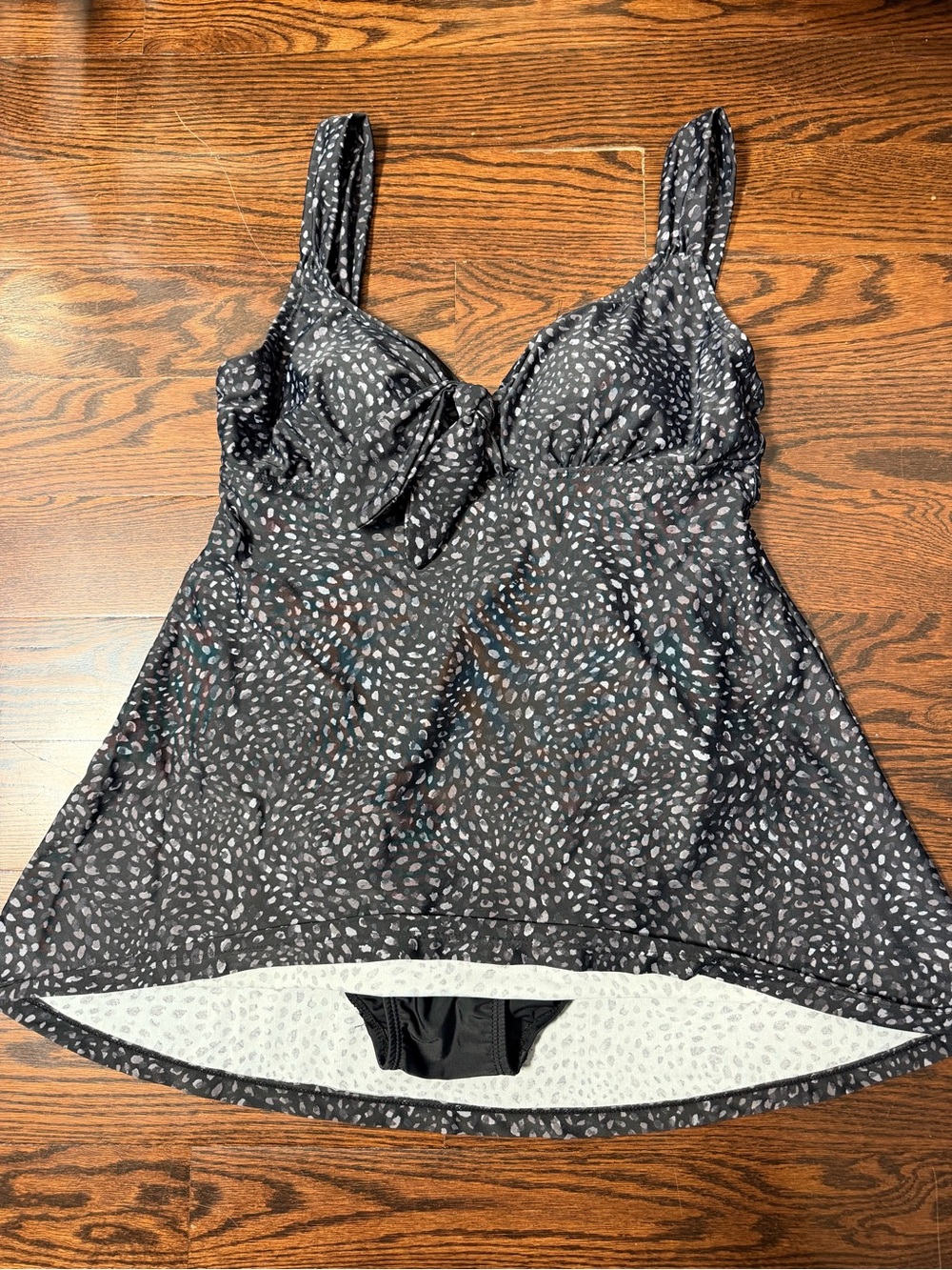 Black Printed Swim Tankini with Built-In Bra one piece Sz 8